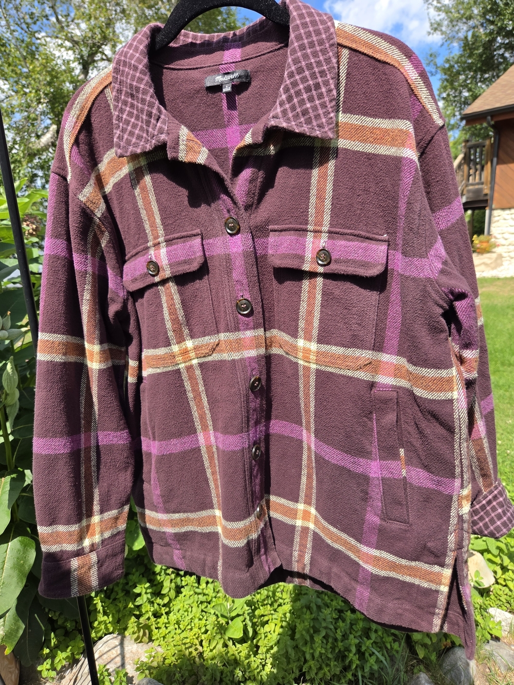 Madewell Plum Plaid Flannel Shacket
